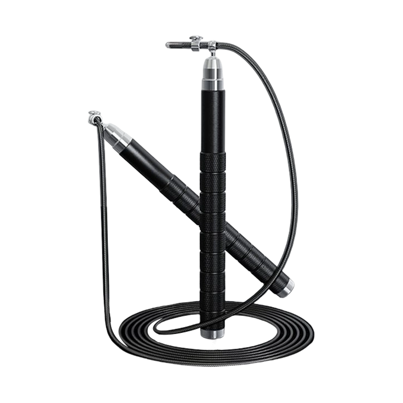 TS-12 เชือกกระโดดอลูมิเนียมด้ามจับอลูมิเนียมสีดำ TS-12